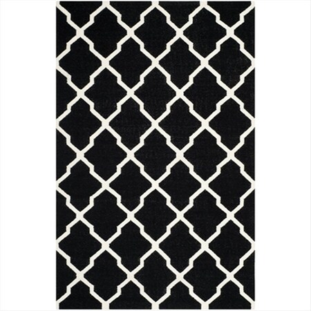 Safavieh 9 x 12 ft. Rectangle- Contemporary Dhurries Black And Ivory Flatweave Rug DHU634A-9